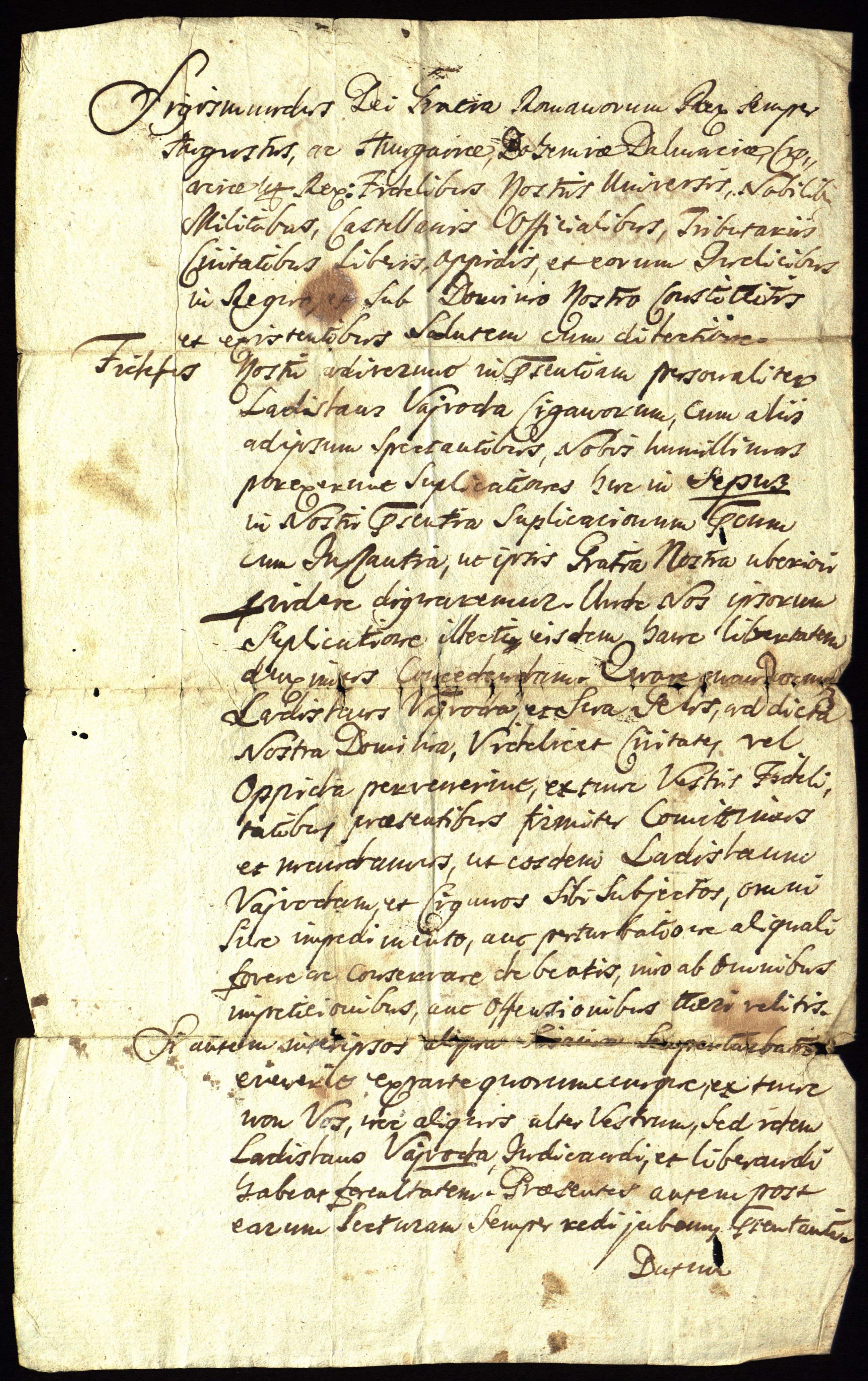 Magyar Nemzeti Levéltár, An 18th C. transcript of the document issued by Sigismund on the 18th April 1423 - recto (Reference code: HU MNL OL DL 107246)
