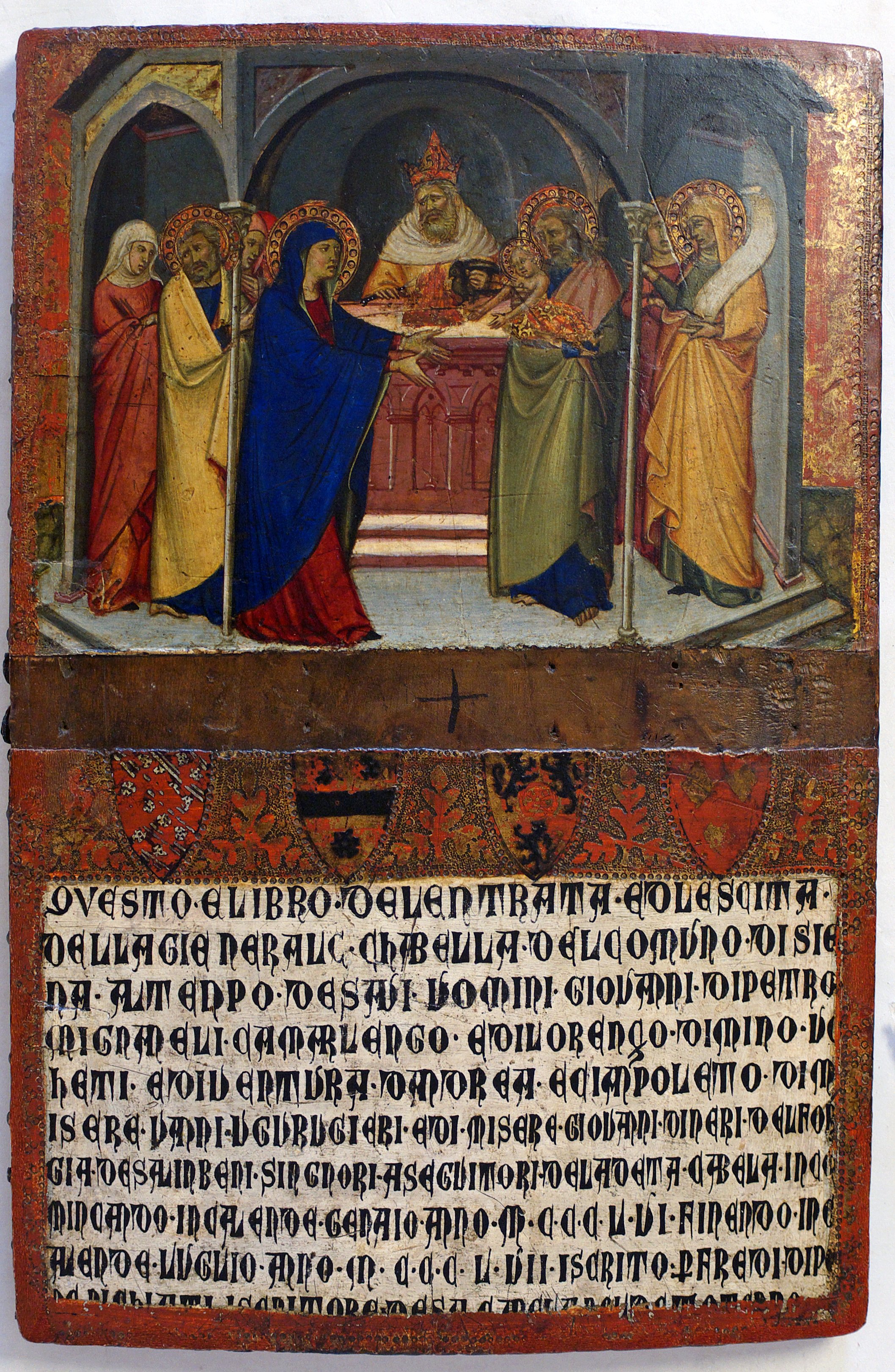 Wooden cover of a Biccherna register with a depiction of the Circumcision, last quarter of the 14th century (Sienna State Archives, Biccherne)