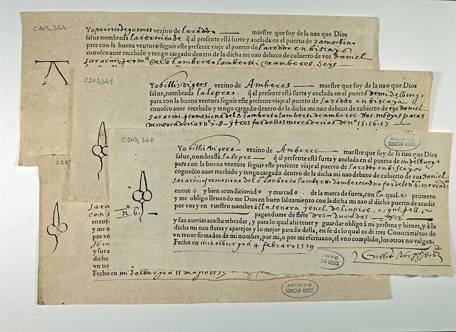 Bills of lading: Middelburg, 7 July 1579; Archivo Simón Ruiz. ASR, CC, C 203-364