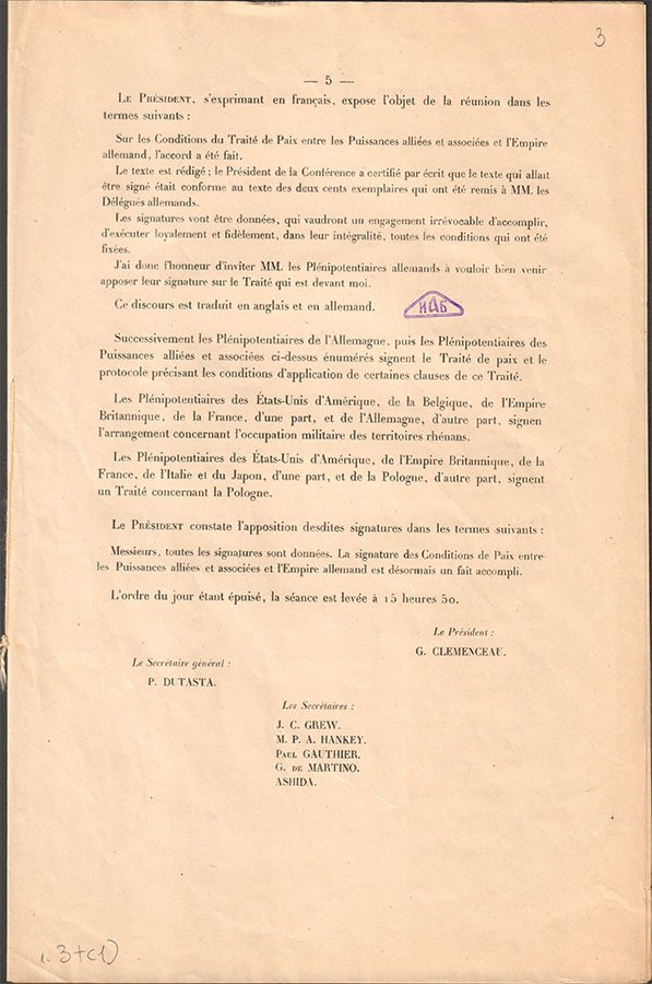 Peace treaty with Germany; Reference code: IAB-2877-K2-3.102.