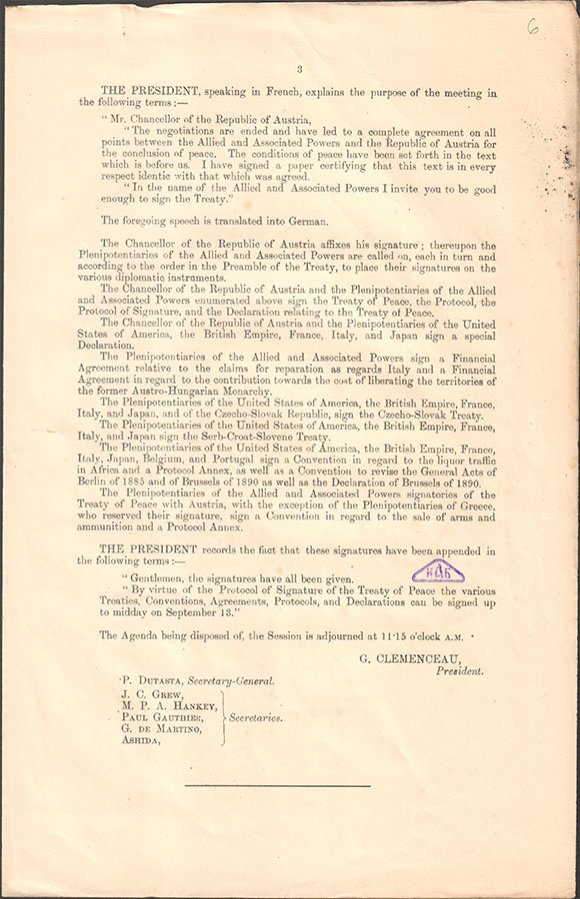 Peace treaty with Austria; Reference code: IAB-2877-K2-3.107.