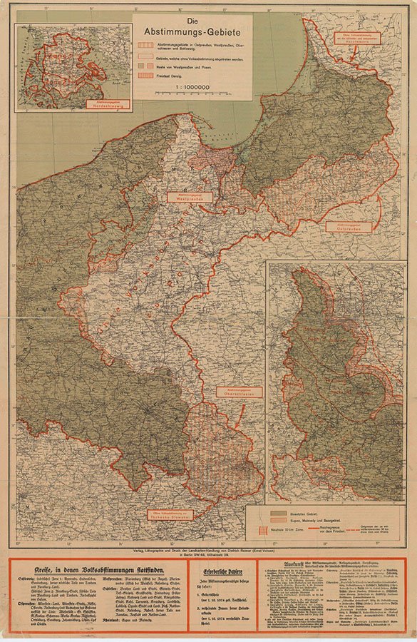 Plakat zu den Abstimmungsgebieten gemäß Versailles Vertrag BArch, KART 756/16 002-007-DOS /o.Ang.