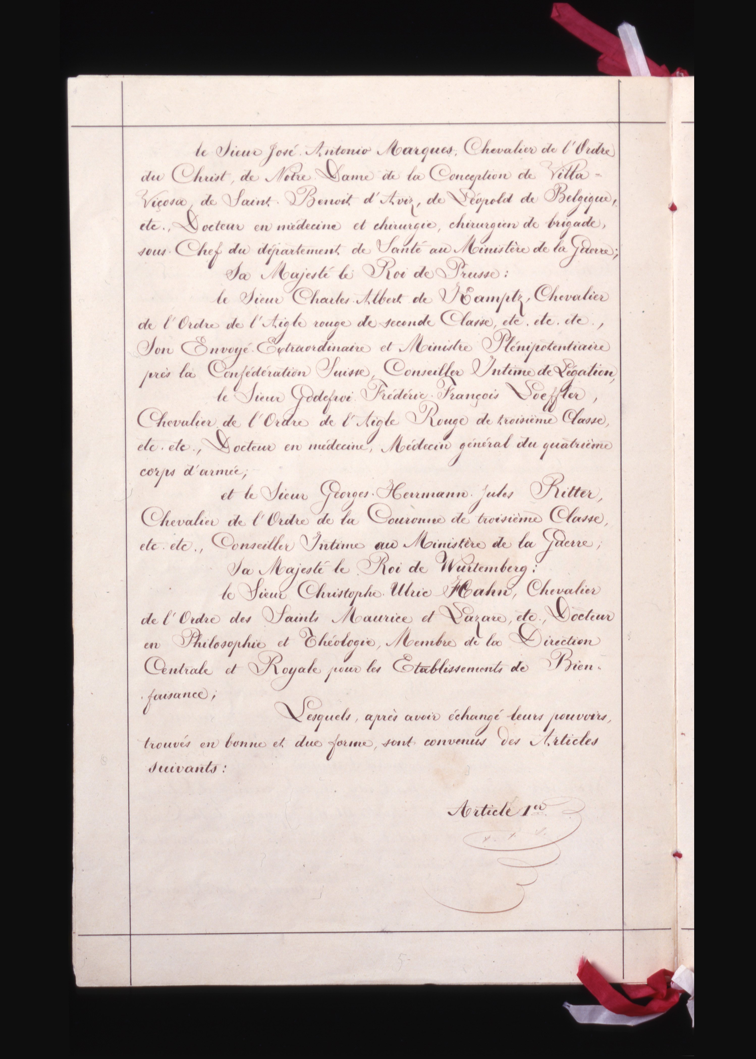 CH-BAR#K1#1000/1414#2*, ref. K1.1777, Übereinkommen vom 22. August 1864 zur Verbesserung des Looses der im Kriege verwundeten Militärs [AS VIII 480, SR 0.518], 1864