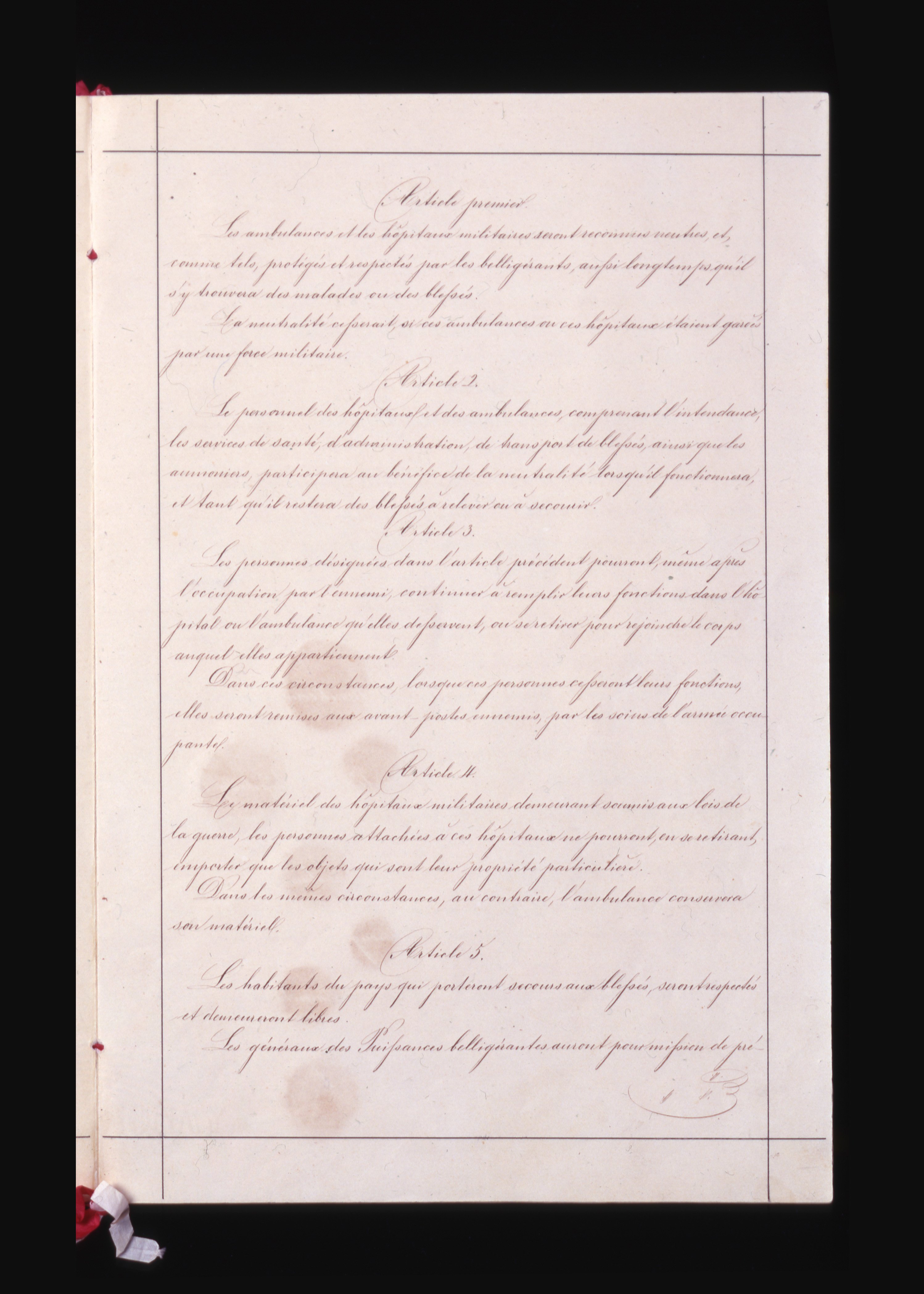 CH-BAR#K1#1000/1414#2*, ref. K1.1777, Übereinkommen vom 22. August 1864 zur Verbesserung des Looses der im Kriege verwundeten Militärs [AS VIII 480, SR 0.518], 1864