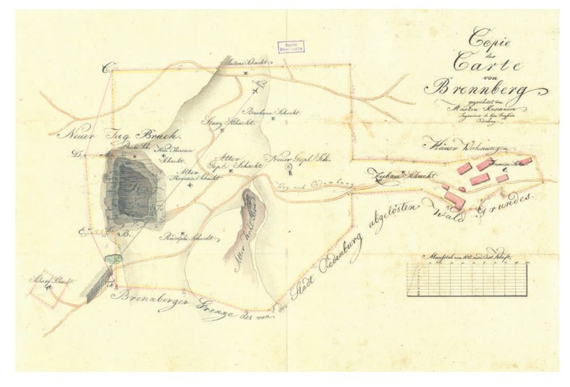 Magyar Nemzeti Levéltár, Map of the Brennberg coal mine (1825), ref. HU-MNL-GYMSMSL-IV.1403-c-17.(XXV)-Nr.3532/1
