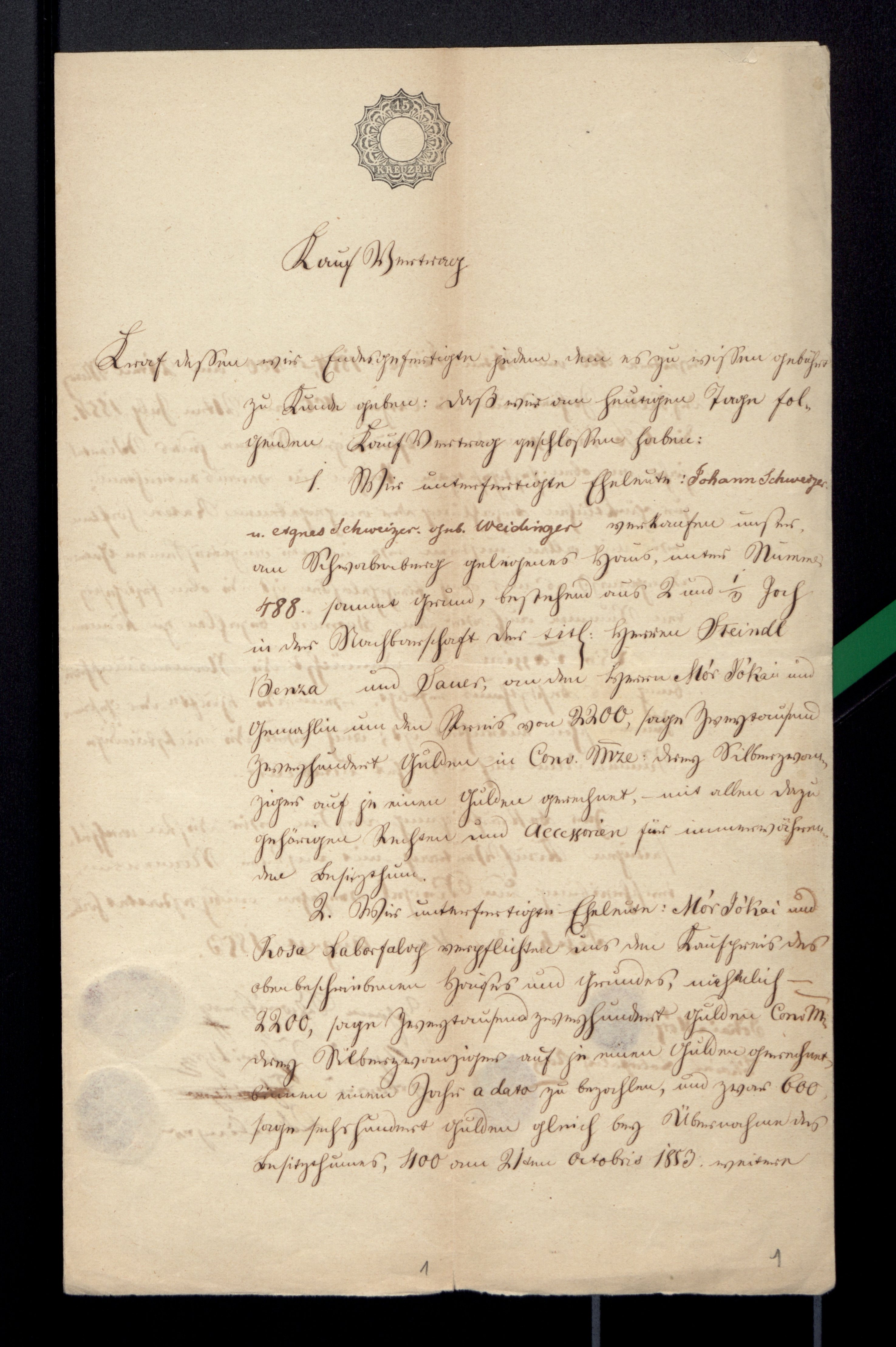 Hungarian National Archives, The land purchase contract of Mór Jókai and his first wife Róza Laborfalvy 