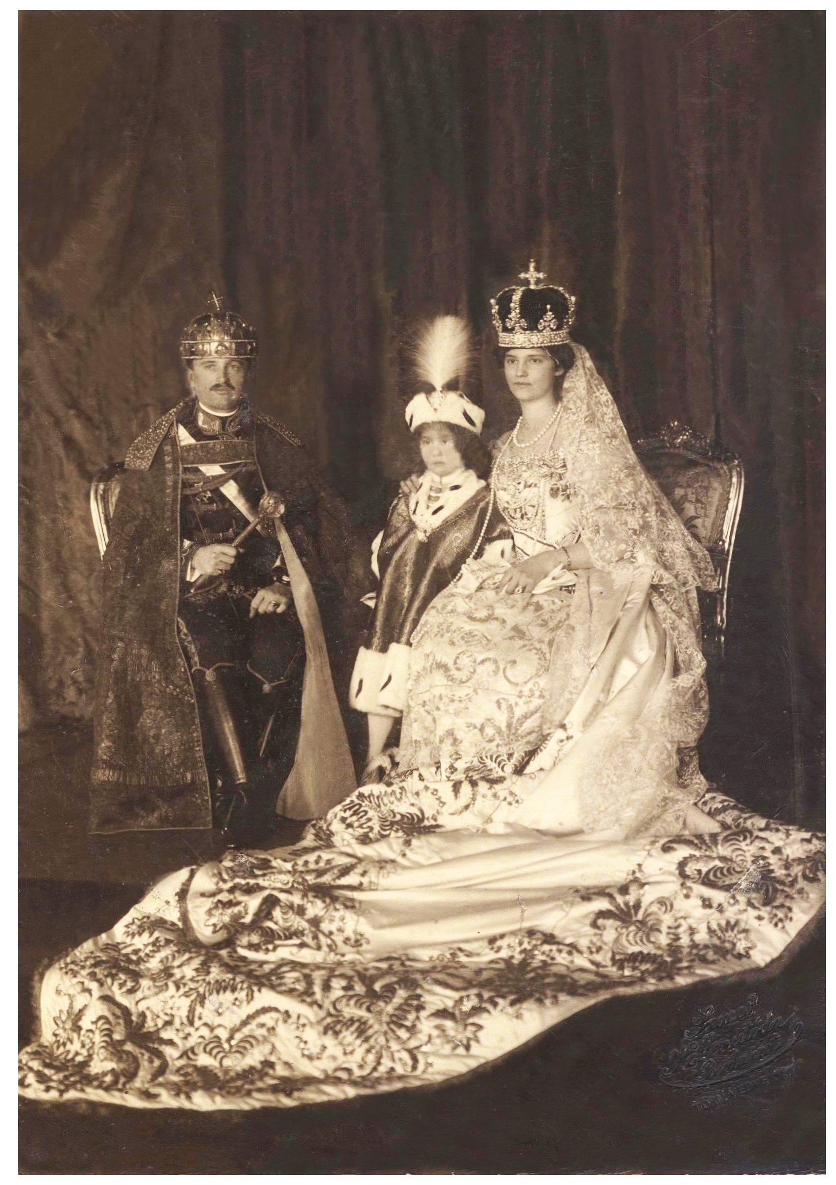 Magyar Nemzeti Levéltár, Family photo of King Charles IV of Hungary, Queen Zita and their son Otto Habsburg after the coronation (30th December 1916). Reference code: HU_MNL_OL_P_0004_543_No_0012
