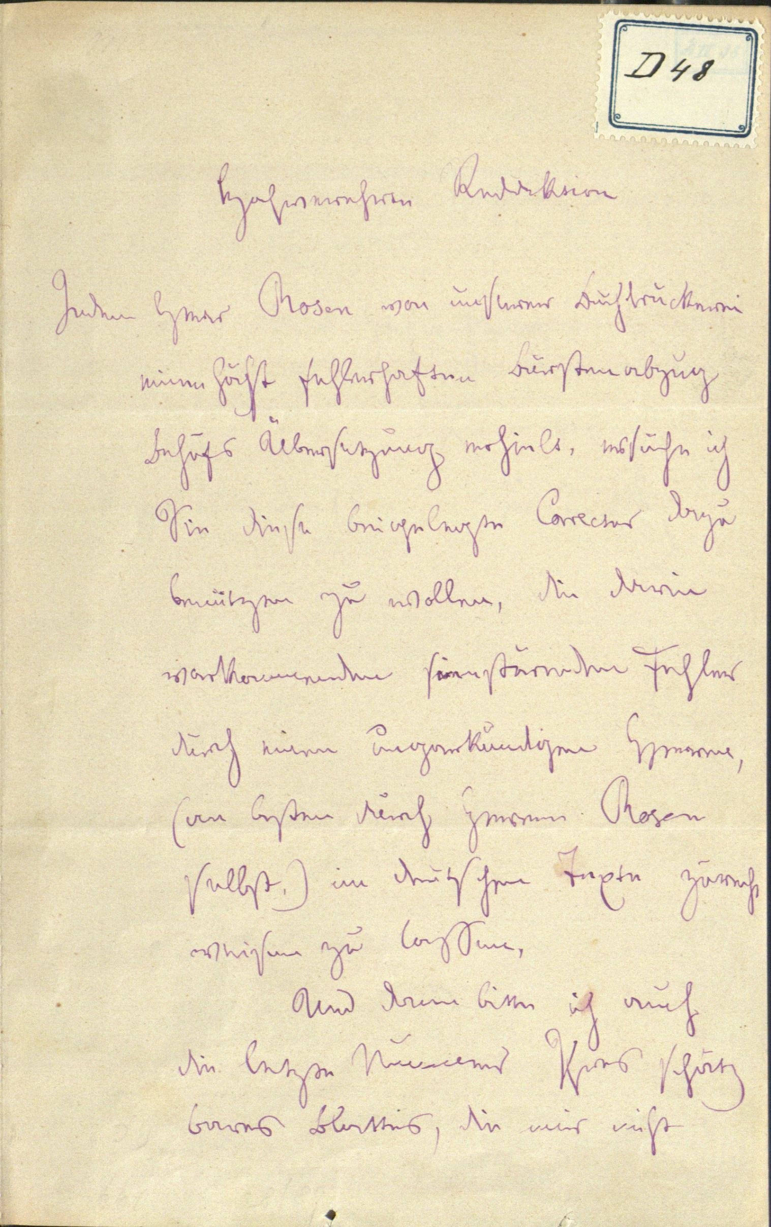 Hungarian National Archives, A letter written in German to the editorial office of the Neuen Illustrierten Zeitung, regarding a correction. 