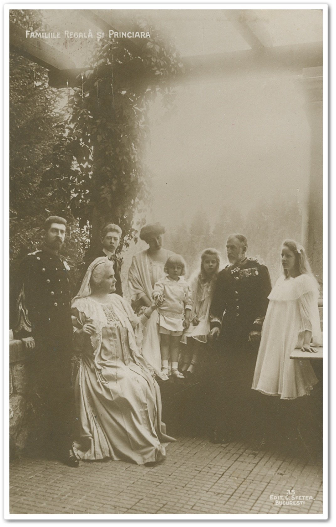 Royal Family of Romania (left to right): Prince Ferdinand, Queen Elisabeth, prince Carol, Princess Maria, Prince Nicolae, Princess Marioara, King Carol Ist, Princess Elisabeta (National Archives of Romania, Bucharest, collection Photographical Documents of the National Archives _A40_F82).