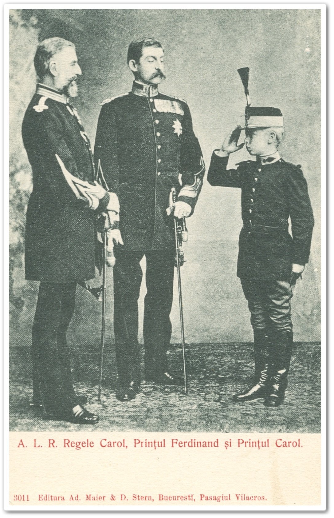 Three generations of romanian royalty: King Carol I, Prince Ferdinand (Carol I's nephew) and Prince Carol (son of Ferdinand, future King Carol IIndof Romania) (National Archives of Romania, Bucharest, collection Photographical Documents_II of the National Archives 29).