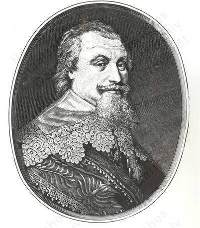 Hessian Central State Archives in Darmstadt,  Portrait of Axel Oxenstierna (1583-1654). [Germany, around 1640.] Reproduction from a copperplate, available here
