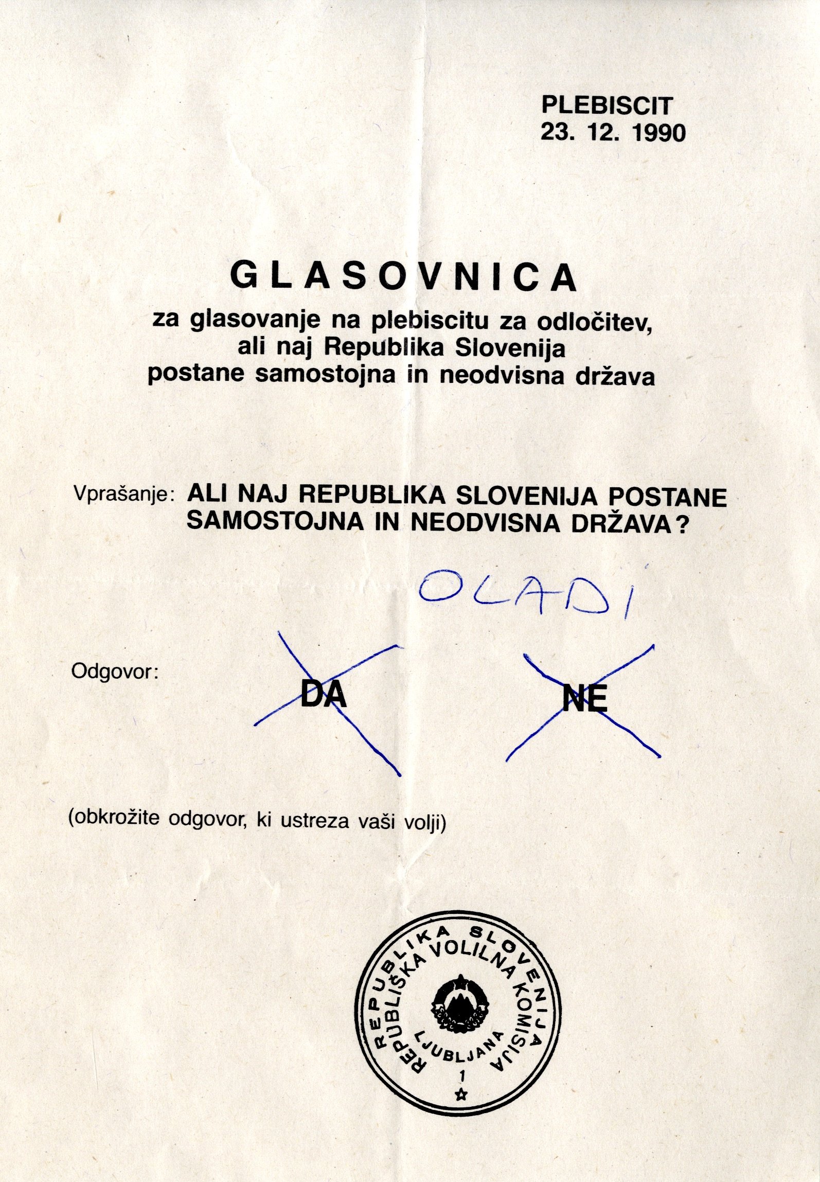 invalid votes from the Arhiv Republike Slovenije, Archives of the Republic of Slovenia