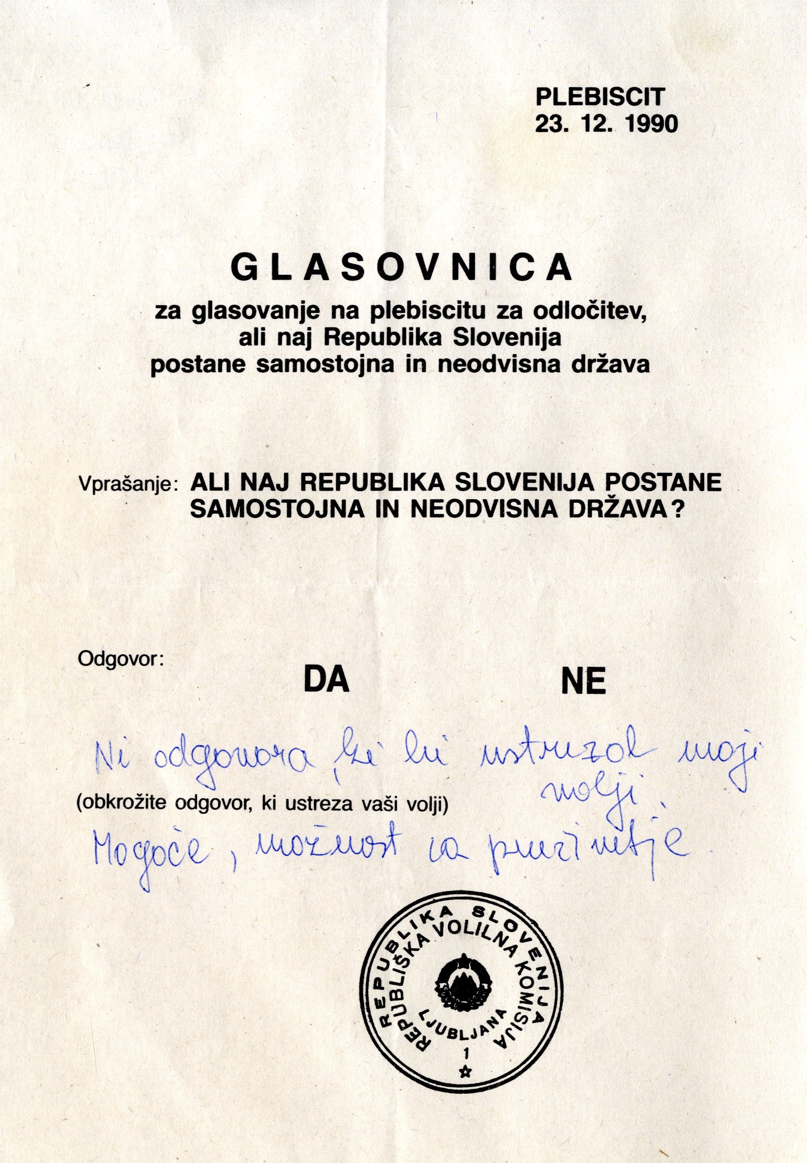 invalid votes from the Arhiv Republike Slovenije, Archives of the Republic of Slovenia