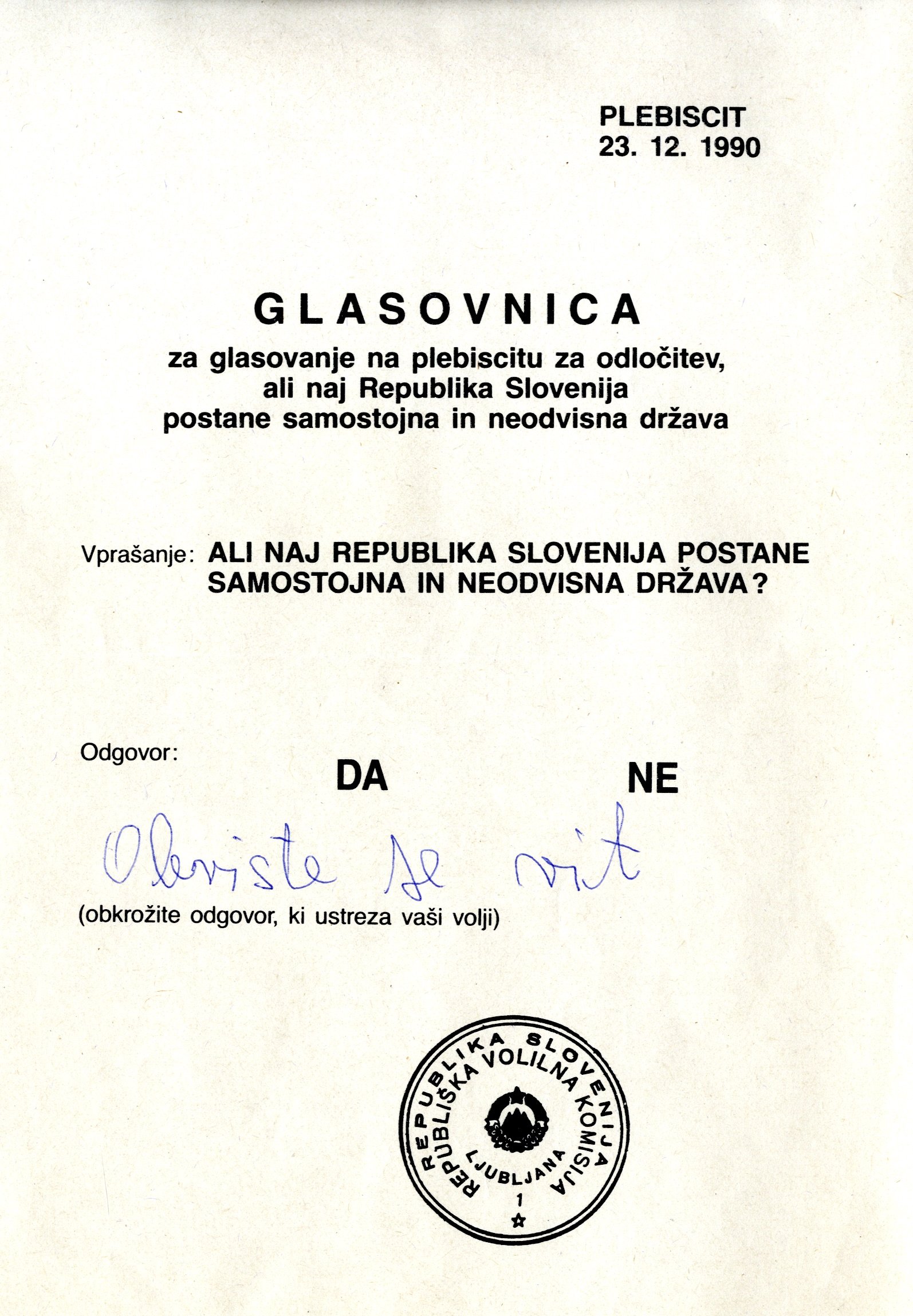 invalid votes from the Arhiv Republike Slovenije, Archives of the Republic of Slovenia