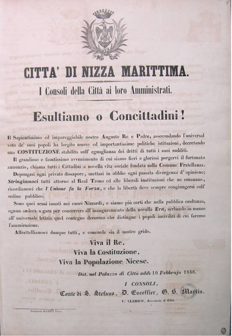 Archives Nice Côte d'Azur, Esultiamo o concittadini! (1848), https://www.archivesportaleurope.net/advanced-search/search-in-archives/results-(archives)/?&repositoryCode=FR-FRAC006088&term=esultiamo&levelName=clevel&t=fa&recordId=FRAC006088_000000017&c=C639503651 Digital object available at https://recherche.archives.nicecotedazur.org/archives/show/FRAC006088_000000017_de-95
