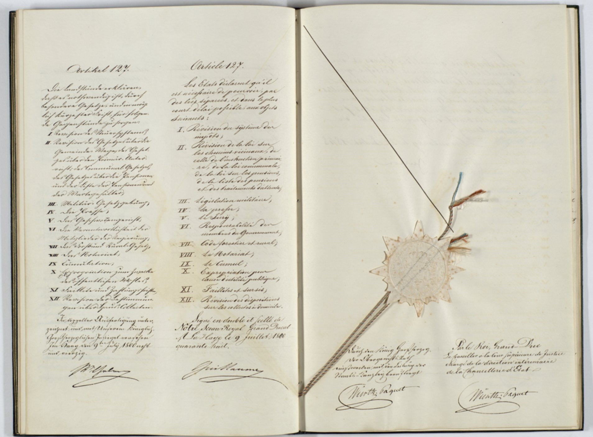 Archives nationales de Luxembourg , The Constitution of 1848 (9-22 July 1848), ANLux, TC-0016, first page

