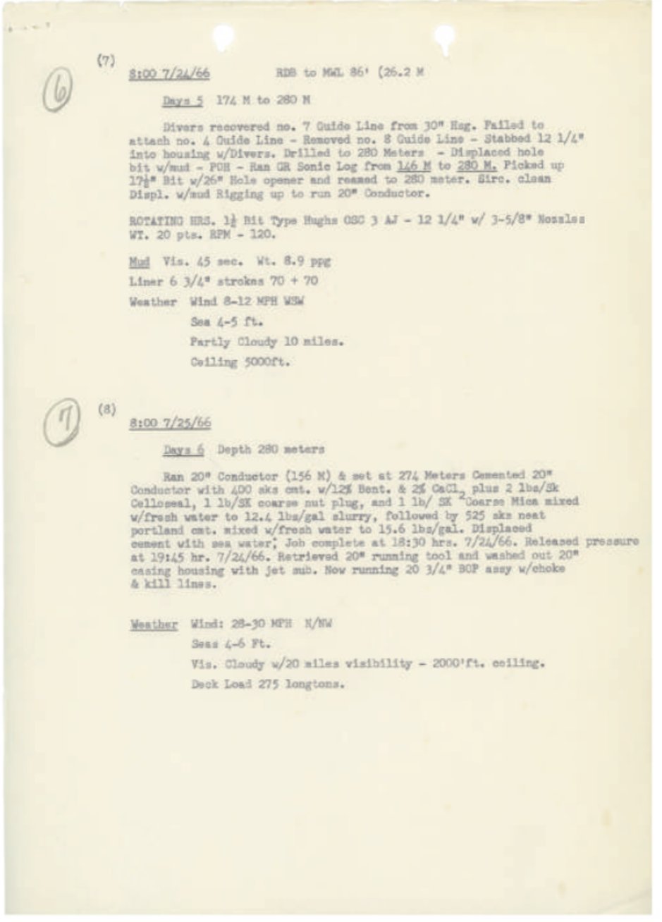 Regional State Archive of Stavanger, First oil drilling on the Norwegian shelf, Morning Reports - page 3, July 1966