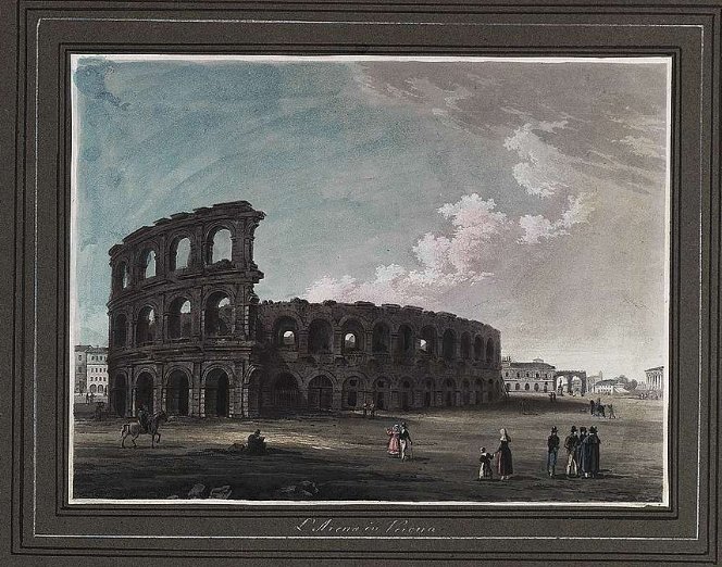 Landesarchiv Baden-Württemberg,'L'Arena di Verona' watercolor (1810-1854), available here