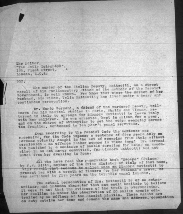 Internationaal Instituut voor Sociale Geschiedenis, Letter of Sylvia Pankhurs to “The Daily Telegraph”, available here 