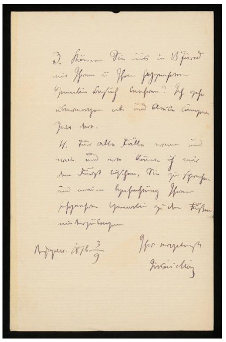 Universitätsbibliothek Basel, A German language letter fragment by Jókai written to an unknown person, written in Budapest on the 3rd September 1876. In the first line of the text,  Bfüred [Balatonfüred] is mentioned.
